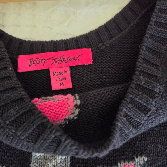 Betsey Johnson Bodycon Black with pink sweater dress size M - Picture 5 of 6
